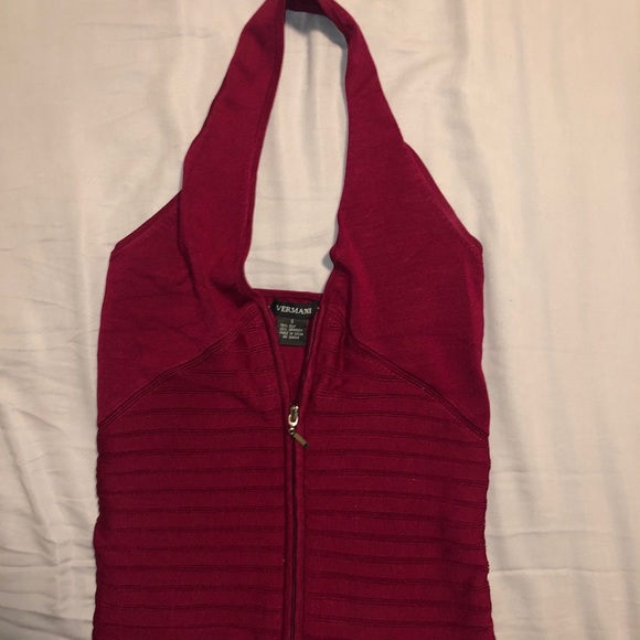 red zip up halter top - Picture 2 of 2